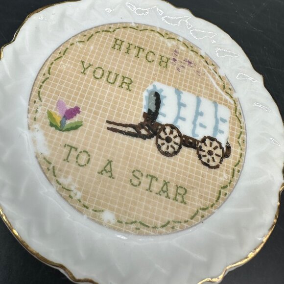 Vintage Coaster Set Cross Stitch Look Kitschy Proverbs 50s Ardalt Japan Cottage - Picture 7 of 11